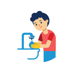 washing hands to keep clean flat vector icon