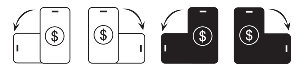  Mobile Banking and Finance Transaction Icon Set