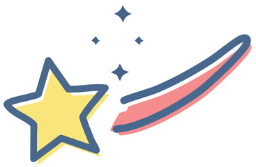 手描き風の流れ星イラスト素材