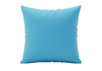 Light blue square pillow isolated on transparent background