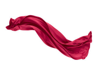 Flowing red fabric isolated on transparent background