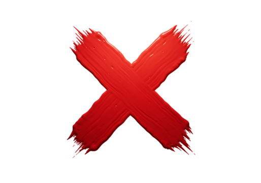 Bold red x mark isolated on transparent background - Powered by Adobe