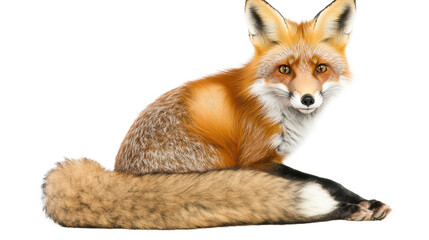 Naklejka premium Red fox sitting calmly in side view 