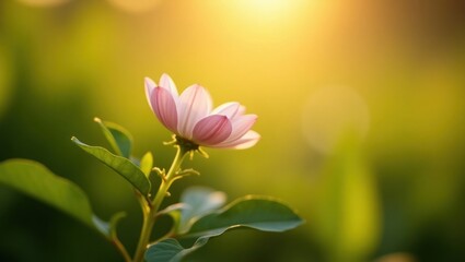Fototapeta premium Delicate pink flower in soft sunlight.