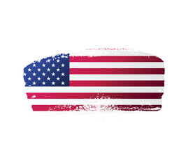 USA united stated of America flag ink texture grunge paint brush stroke. American flag watercolor artistic splatter decorative png	
