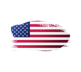 USA united stated of America flag ink texture grunge paint brush stroke. American flag watercolor artistic splatter decorative png	
