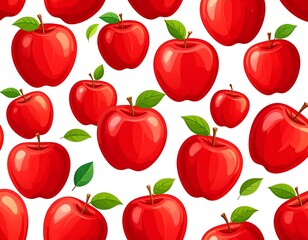 Red apples pattern on white background