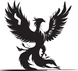Majestic Phoenix Bird in Fiery Silhouette Art