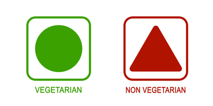 Vegetarian and non vegetarian labels  isolated on white background.