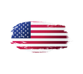 USA united stated of America flag ink texture grunge paint brush stroke. American flag watercolor artistic splatter decorative png	
