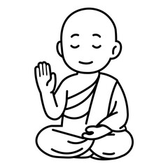 cartoon monk meditating illustration