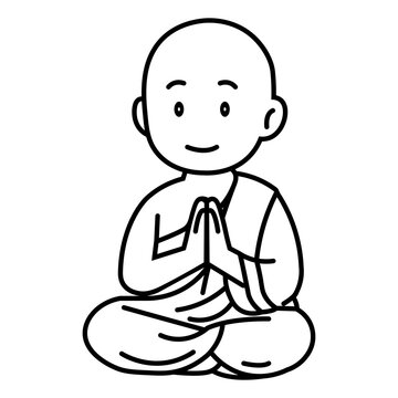 monk meditating black and white clip art preview