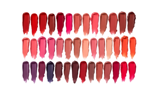 Explore Diverse Lipstick Shades on Transparent Background, Perfect for Makeup Tutorials and Designs
