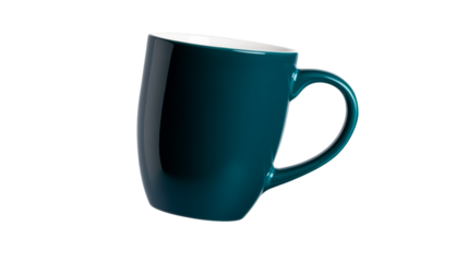 Elegant dark teal mug with a smooth finish on a transparent background