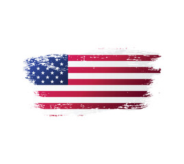 USA united stated of America flag ink texture grunge paint brush stroke. American flag watercolor artistic splatter decorative png	
