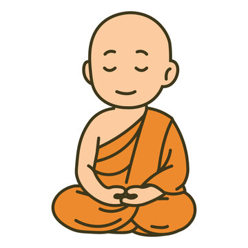 recommend clip art: cartoon monk meditating illustration