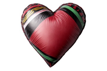 Unique heart shaped pillow with vibrant patterns and textures