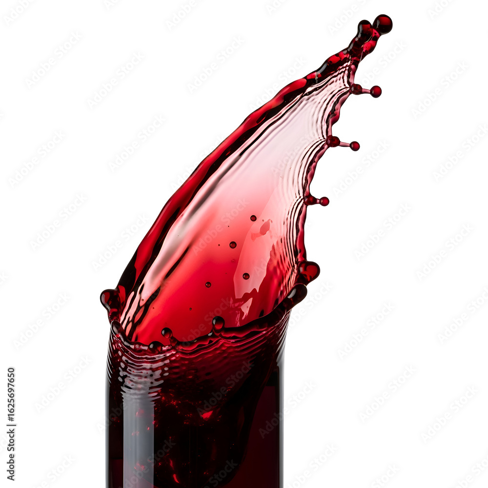Poster red liquid splashing, creating a transparent background effect, ideal for graphic design projects