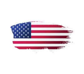 USA united stated of America flag ink texture grunge paint brush stroke. American flag watercolor artistic splatter decorative png	
