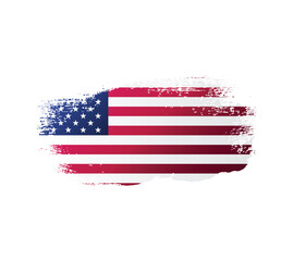 USA united stated of America flag ink texture grunge paint brush stroke. American flag watercolor artistic splatter decorative png	
