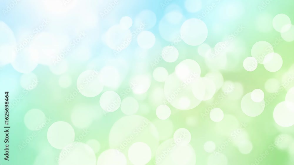 Poster blurred bokeh circles cascade across a blue-green gradient background with soft highlights