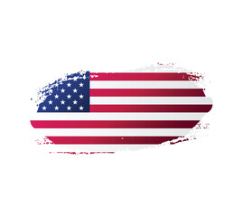 USA united stated of America flag ink texture grunge paint brush stroke. American flag watercolor artistic splatter decorative png	
