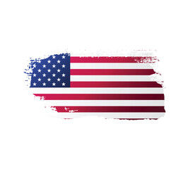 USA united stated of America flag ink texture grunge paint brush stroke. American flag watercolor artistic splatter decorative png	
