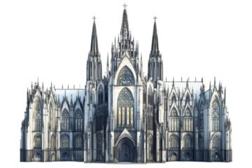 Gothic cathedral with spires and stained glass

