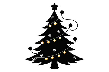 Vintage Christmas tree silhouette, with star topper