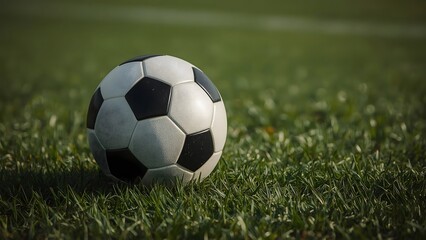 Obraz premium Classic Soccer Ball on Grass Field 