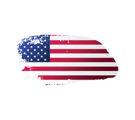 USA united stated of America flag ink texture grunge paint brush stroke. American flag watercolor artistic splatter decorative png	
