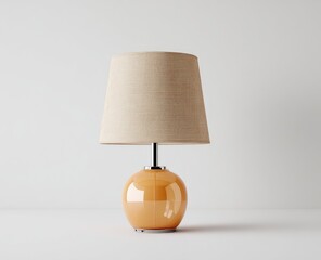 Beige lampshade, orange base, simple design