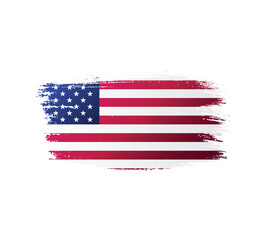 USA united stated of America flag ink texture grunge paint brush stroke. American flag watercolor artistic splatter decorative png	
