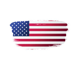 USA united stated of America flag ink texture grunge paint brush stroke. American flag watercolor artistic splatter decorative png	
