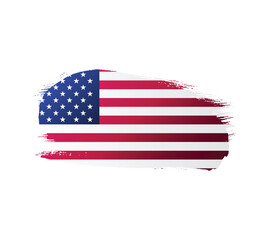 USA united stated of America flag ink texture grunge paint brush stroke. American flag watercolor artistic splatter decorative png	
