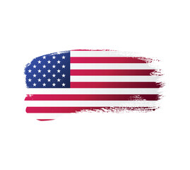 USA united stated of America flag ink texture grunge paint brush stroke. American flag watercolor artistic splatter decorative png	
