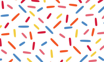 Seamless pattern of donut glaze with many decorative sprinkles. Decoration background for candy shop or sweets shop.