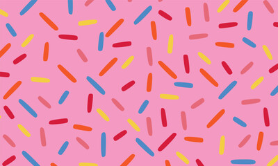 Seamless pattern of donut glaze with many decorative sprinkles. Decoration background for candy shop or sweets shop.