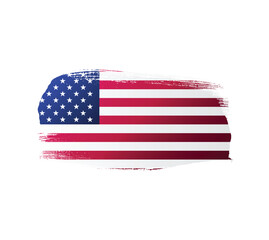 USA united stated of America flag ink texture grunge paint brush stroke. American flag watercolor artistic splatter decorative png	
