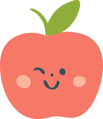 Cute apple fruit illustration with smiling faces in a playful cartoon style