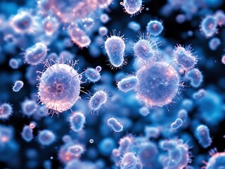 Obraz premium Detailed micrograph of cilia-covered microorganisms, ideal for illustrating cell biology concepts, classroom materials, or lab research presentations