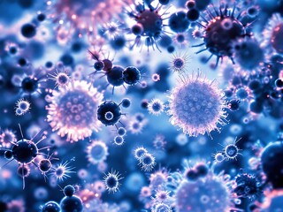 Fototapeta premium Close-up microscopic view of ciliated microorganisms in motion. Great for biology lessons, scientific visuals, or microbiology education content
