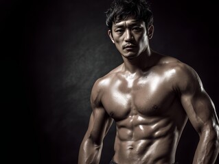 Fototapeta premium 鍛え抜かれた肉体を見せる上半身裸の男性