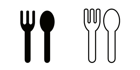 Spoon and fork set icon isolated on white background. Vector illustration.