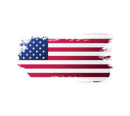 USA united stated of America flag ink texture grunge paint brush stroke. American flag watercolor artistic splatter decorative png	
