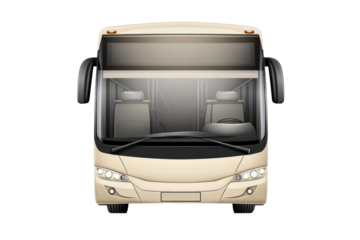 Beige city coach bus front perspective
