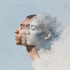 Racial Harmony Day Mural Premium Minimalist Autumn Unity Faces Blending Seamlessly for Millennial Social Media Campaigns Inspiring Diversity Advertising