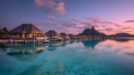 Fototapeta premium Overwater luxurious, villas in lagoon 