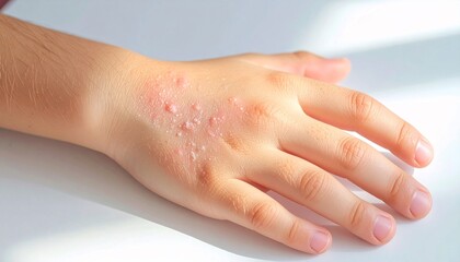 Realistic Image of Close-up of eczema on a child&rsquo;s hand