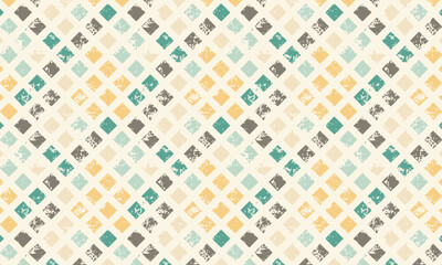 Tribal Diamond Stripe Pattern, Hand-Drawn Ikat Texture, Rustic Geometric Vector Background